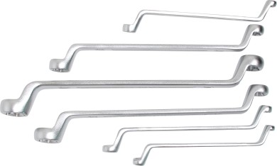 Conjunto de chaves de luneta dupla com cabeças de anel de perfil em E | curvadas | E6 - E24 | 6 peças 