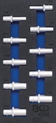 Inserção para carrinho de ferramentas 1/3: Encaixes de chaves de caixa sextavados | 12,5 mm (1/2") | em tamanhos em polegadas | funda | 10 peças 