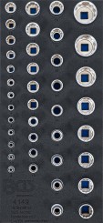 Uložak za radionička kolica 1/3: umetci za utične ključeve | 6,3 mm (1/4"), 10 mm (3/8"), 12,5 mm (1/2") | 40-dijelni 
