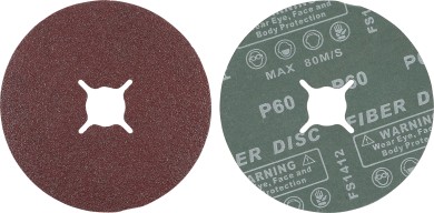Conjunto de discos abrasivos de fibra | Granulação 60 | Alumina | 10 peças 