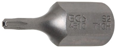 Ponta | Comprimento 30 mm | Entrada de sextavado externo 10 mm (3/8") | Perfil T (para Torx) com perfuração T10 