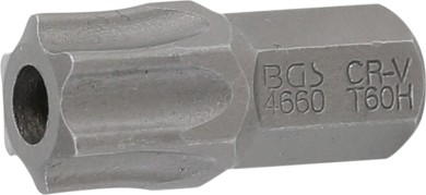 Bit | lengte 30 mm | 10 mm (3/8") buitenzeskant | T-profiel (voor Torx) met boring T60 
