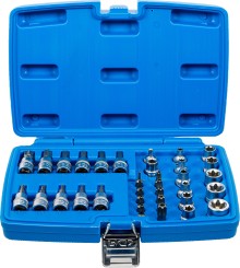 Conjunto de encaixes de chaves de caixa e de pontas | 10 mm (3/8") | Perfil T (para Torx) | 34 peças 