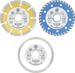 Set dijamantnih diskova za rezanje | otvori Ø 20 mm | Ø 115 mm | 3 kom. 