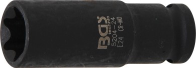 Llave de vaso de impacto E-Torx, larga | entrada 12,5 mm (1/2") | E24 