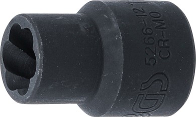 Spiral-Profil-Steckschlüssel-Einsatz / Schraubenausdreher | Antrieb Innenvierkant 12,5 mm (1/2") | SW 12 mm 