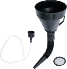 Oil Filling Funnel Set | with flexible pipe and hose | Ø 135 mm | 3 pcs. 