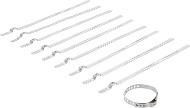 Set coliere pentru burdufuri de ax | oţel superior | inox | 7 mm | 20 - 50 mm | 10 piese 