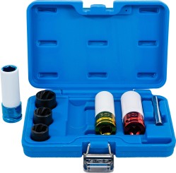 Protective Impact Socket and Twist Socket Set (Spiral Profile) / Screw Extractor | 12.5 mm (1/2") Drive | 17 - 21 mm | 7 pcs. 