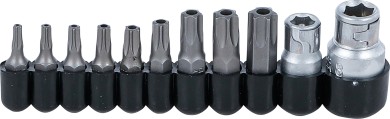 Behajtófej készlet | Külső hatszögletű 6,3 mm (1/4") / 10 mm (3/8") | T-profil (Torx) furattal | 11 darabos 