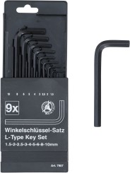 Derékszögű kulcs készlet | belső hatszögletű 1,5 - 10 mm | 9 darabos 