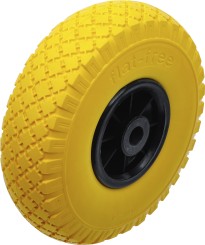 Hjul til sækkevogn/trækvogn | PU, gul/sort | 260 mm 