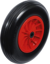 Trillebørshjul | PU, rød/sort | 400 mm 