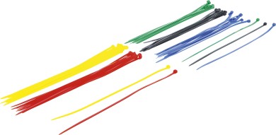 Sortido de abraçadeiras de cabos | várias cores | 4,8 x 300 mm | 50 peças 