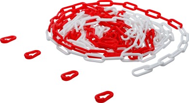 Barrier Chain | red / white | 4 Snap Hooks | Plastic | 7.5 m 