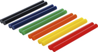 Barras de pegamento termofusible | coloreadas | Ø 11 mm, 150 mm | 12 piezas 
