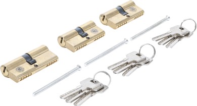 Serie di cilindri serrature in ottone | a chiave unica | 15 pz. 