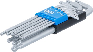 Set kutnih steznih ključeva | T-profil (za Torx) s kuglastom glavom T10 - T50 | 9-dijelni 