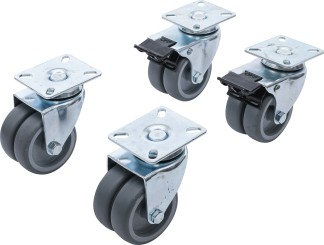 Conjunto de rodas orientáveis duplas | para cadeiras de praia | Ø 75 mm | 4 peças 