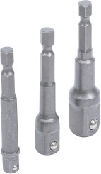 Adapterset voor boormachines | 6,3 mm (1/4") | 6,3 mm (1/4") / 10 mm (3/8") / 12,5 mm (1/2") | 3-dlg. 
