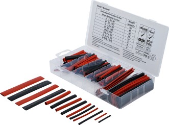 Sortido de mangueiras termoretráteis | vermelhas / pretas | 150 peças 