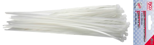 Souprava vázacích pásek | bílé | 4,8 x 250 mm | 50dílná 