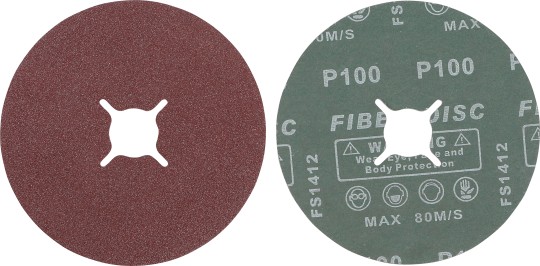 Conjunto de discos abrasivos de fibra | Granulação 100 | Alumina | 10 peças 