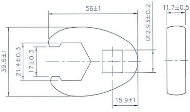 Hanefodsnøgle | 12,5 mm (1/2") | 21 mm 
