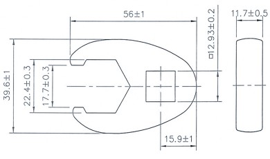 Chave pé de corvo | Entrada de quadrado interno de 12,5 mm (1/2") | 22 mm 
