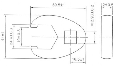 Llave boca hexagonal abierta (crowfoot) | entrada 12,5 mm (1/2") | 24 mm 