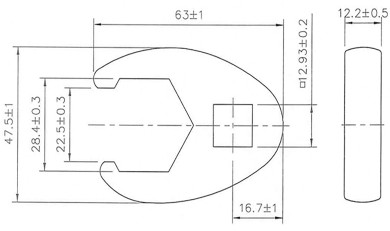 Plochý otevřený klíč | 12,5 mm (1/2") | 28 mm 