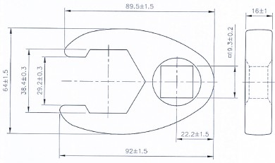 Hanefodsnøgle | 20 mm (3/4") | 38 mm 