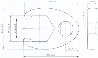 Chave pé de corvo | Entrada de quadrado interno de 20 mm (3/4") | 50 mm 