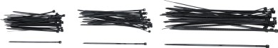 Souprava vázacích pásek | černé | 100 - 200 mm | 75dílná 