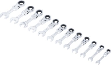 Conjunto de chaves de boca com anel de roquete | extra curtas | 8 - 19 mm | 12 peças 