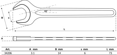 Enkelt gaffelnøgle | DIN 894 | 6 mm 