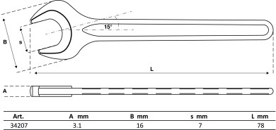 Enkelt gaffelnøgle | DIN 894 | 7 mm 