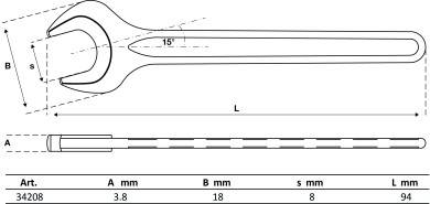 Enkelt gaffelnøgle | DIN 894 | 8 mm 