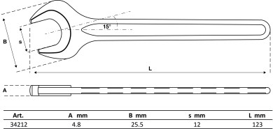Enkelt gaffelnøgle | DIN 894 | 12 mm 