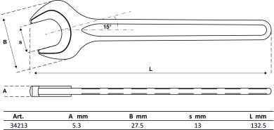 Enkelt gaffelnøgle | DIN 894 | 13 mm 
