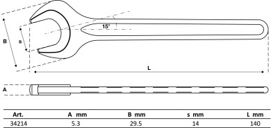Enkelt gaffelnøgle | DIN 894 | 14 mm 