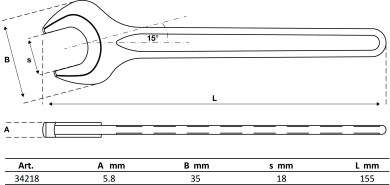 Enkelt gaffelnøgle | DIN 894 | 18 mm 