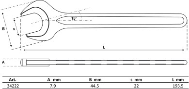 Enkelt gaffelnøgle | DIN 894 | 22 mm 