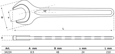 Enkelt gaffelnøgle | DIN 894 | 24 mm 