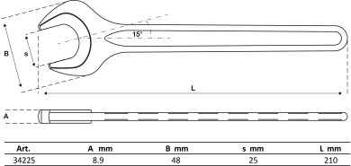 Enkelt gaffelnøgle | DIN 894 | 25 mm 