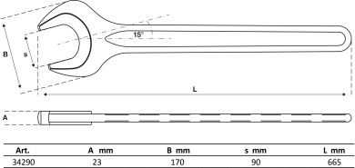 Enkelt gaffelnøgle | DIN 894 | 90 mm 