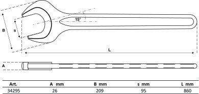Enkelt gaffelnøgle | DIN 894 | 95 mm 