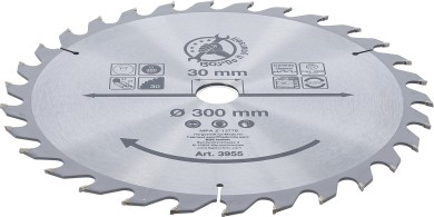 Lama per sega circolare con punte in metallo duro | Ø 300 x 30 x 3,2 mm | 30 denti 