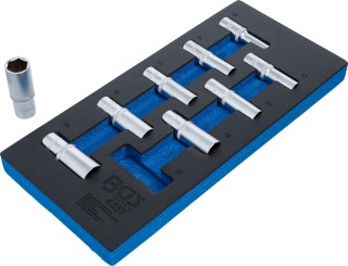 Inserção para carrinho de ferramentas 1/3: Encaixes de chaves de caixa sextavados | 12,5 mm (1/2") | 10 - 24 mm | funda | 9 peças 