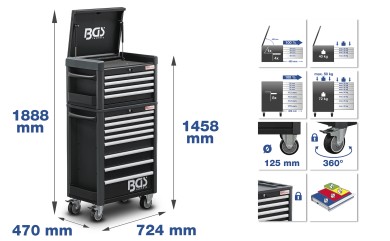 Workshop Trolley Pro Standard Max | 12 Drawers | with 263 Tools 